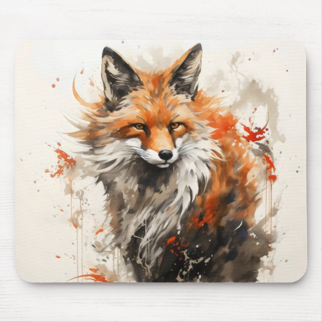Mousepad Pintura de Raposa a Tinta (Frente)