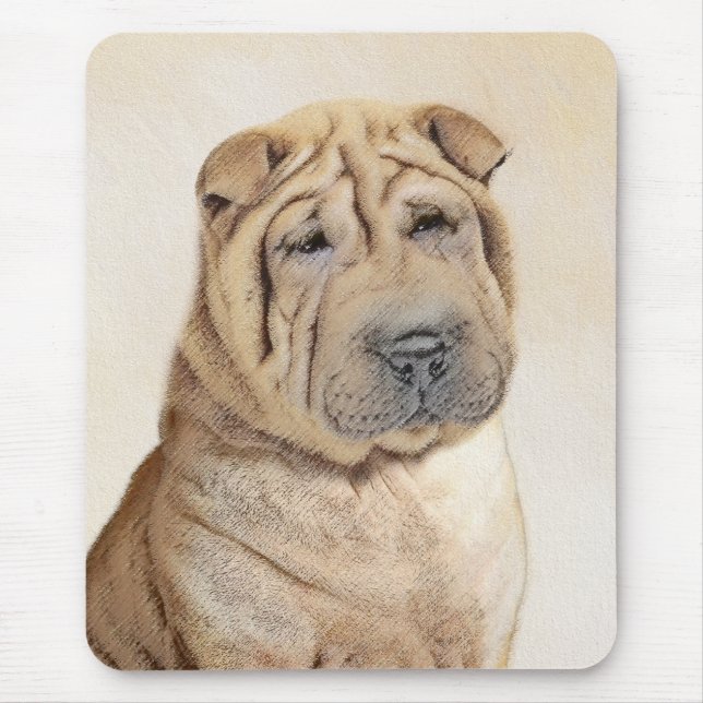 Mousepad Pintura de Shar Pei - Arte de Cão Original Bonita (Frente)