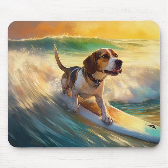 Mousepad Pintura de Surf da Praia Beagle (Frente)