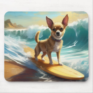 Mousepad Pintura de Surf na Praia de Chihuahua