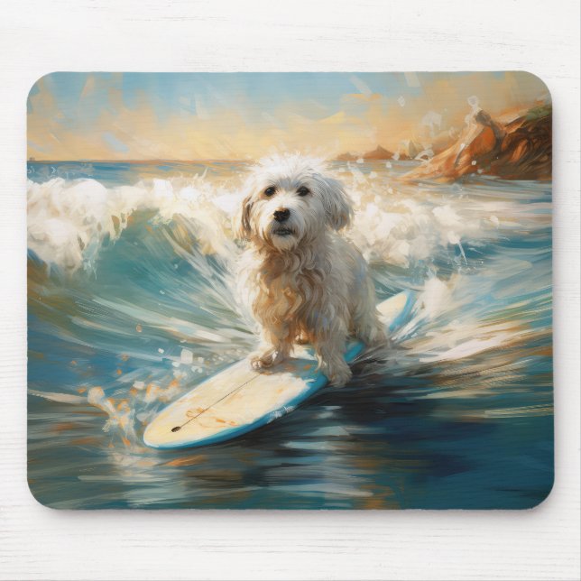 Mousepad Pintura de Surf na Praia do Coton De Tulear (Frente)