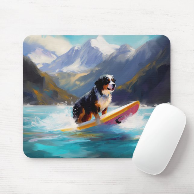 Mousepad Pintura de surfe na praia de Bernese (Com mouse)