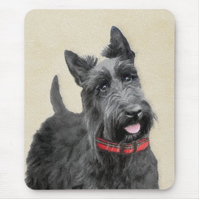 Mousepad Pintura de Terrier escocês - Arte de cão original  (Frente)