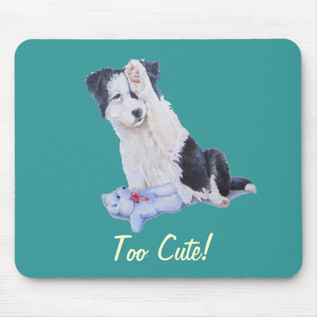 Mousepad pintura de um cão com pintura de collie fofo de bo (Frente)