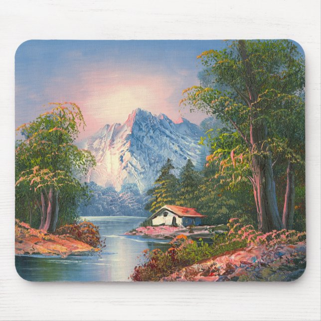 Mousepad Pintura de uma cabine ao longo de um rio da (Frente)