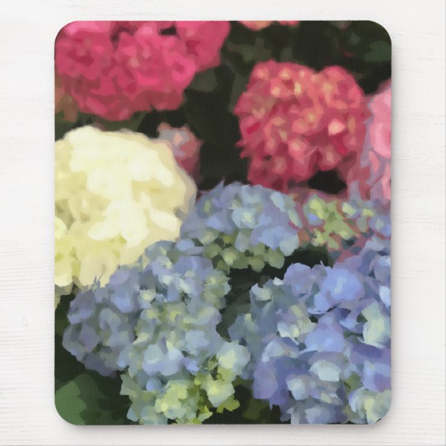 Mousepad Pintura digital com flor azul e rosa (Frente)