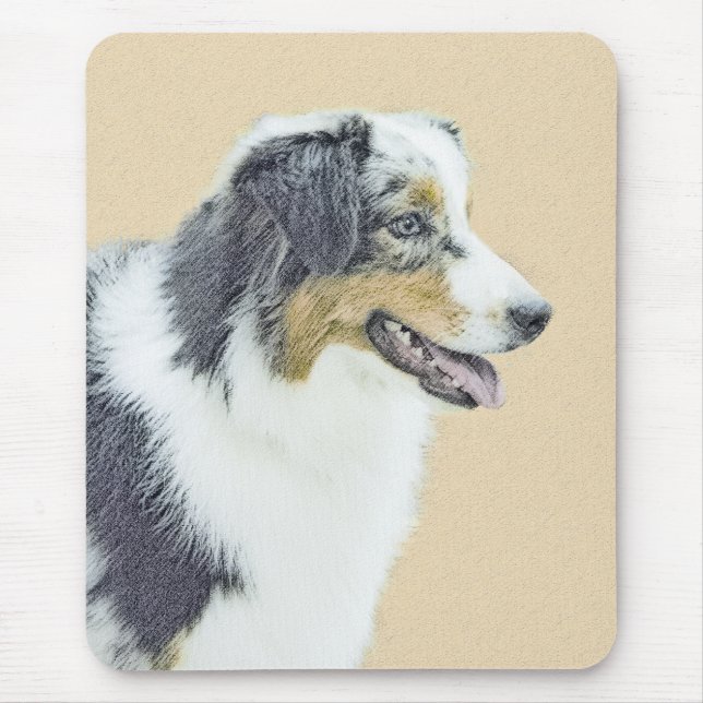 Mousepad Pintura do Australian Shepherd - Arte Original de  (Frente)