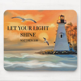 Mousepad Pintura do Farol do Pôr do Sol Cristã Religiosa