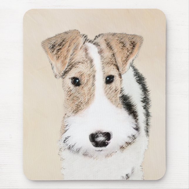 Mousepad Pintura do Fox Terrier do fio - arte original (Frente)
