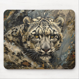 Mousepad Pintura do óleo de Leopardo da Neve