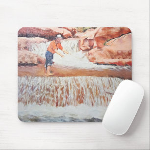 Mousepad Pintura do pescador em cascata