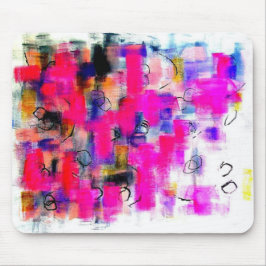 Mousepad Pintura em abstrato acrílico em rosa, preto, branc