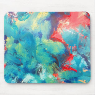 Mousepad Pintura Em Acrílico Turquesa Abstra Abstrato