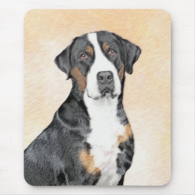 Mousepad Pintura em Cachorro na Grande Montanha Suíça - Art (Frente)