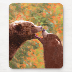 Mousepad Pintura em Cubo e Mãe do Urso Grizzly - Arte da V
