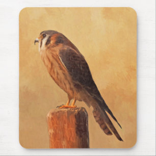 Mousepad Pintura em Kestrel Americano - Arte de Pássaro Or