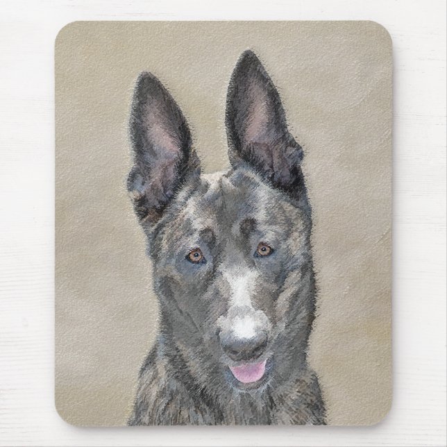 Mousepad Pintura em Shepherd Holandês - Arte em Cachorro Or (Frente)