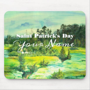 Mousepad pintura em vale verde Watercolor
