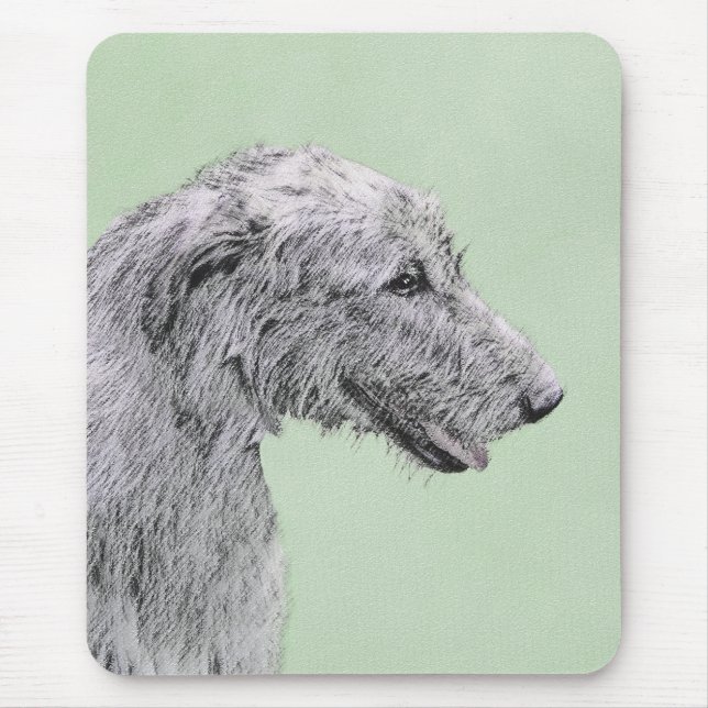 Mousepad Pintura em Wolfhound Irlandês - Arte em Cachorro O (Frente)