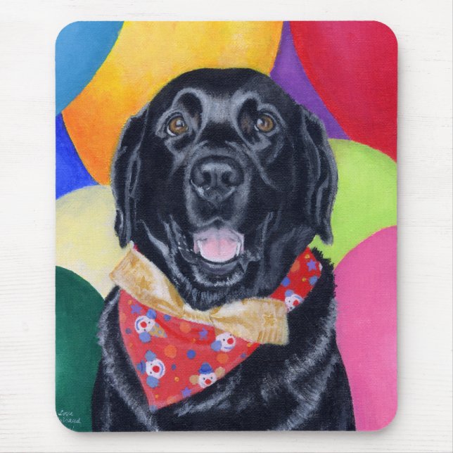 Mousepad Pintura feliz preta de Labrador Birthay (Frente)