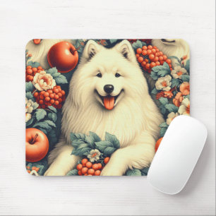 Mousepad Pintura Floral Cute Samoyed
