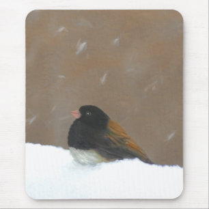 Mousepad Pintura Junco De Olhos Escuros - Arte De Pássaro