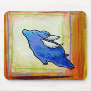 Mousepad Pintura leitão pequena da arte do anjo azul do