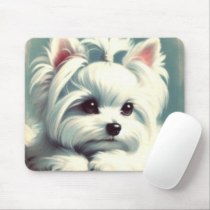 Mousepad Pintura Maltesa em Vintage