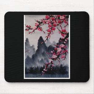 Mousepad Pintura Montanha do Flor de Arte Japonesa