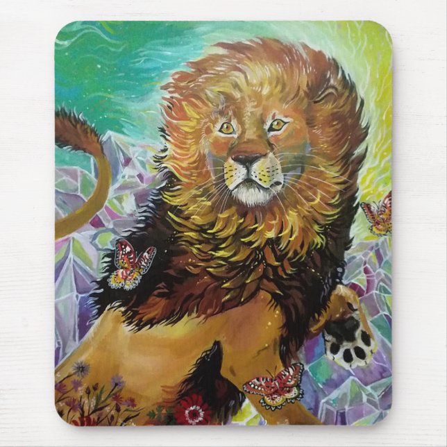 Mousepad Pintura Mystical Crystal Lion "Novos Mundos" (Frente)