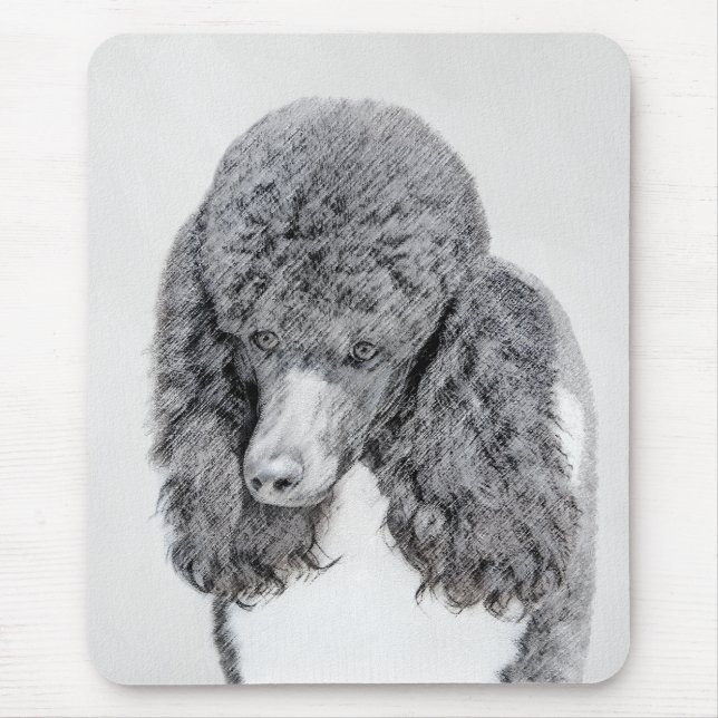 Mousepad Pintura Negra De Poodle Padrão - Arte Cão (Frente)