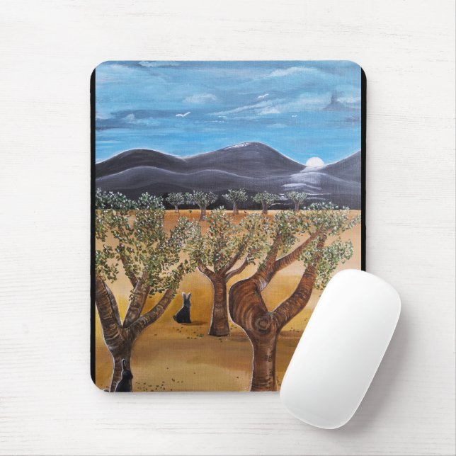 Mousepad Pintura Olivar de Noche de Alfred Fox (Com mouse)