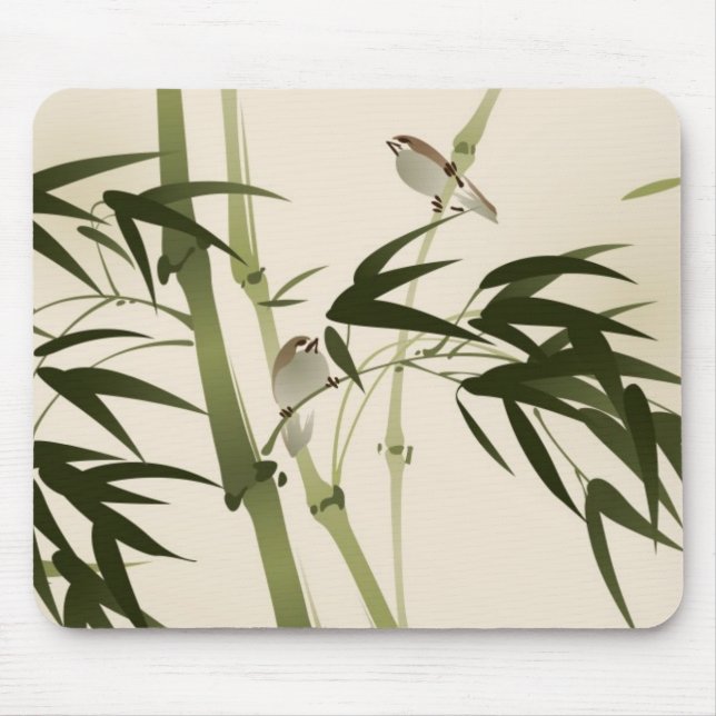 Mousepad Pintura oriental do estilo, ramos de bambu (Frente)