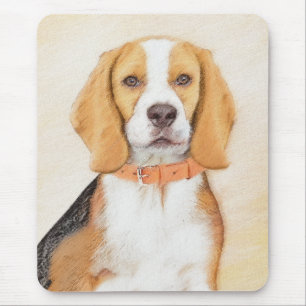 Mousepad Pintura Original de Cachorro Beagle Arte Animal Or