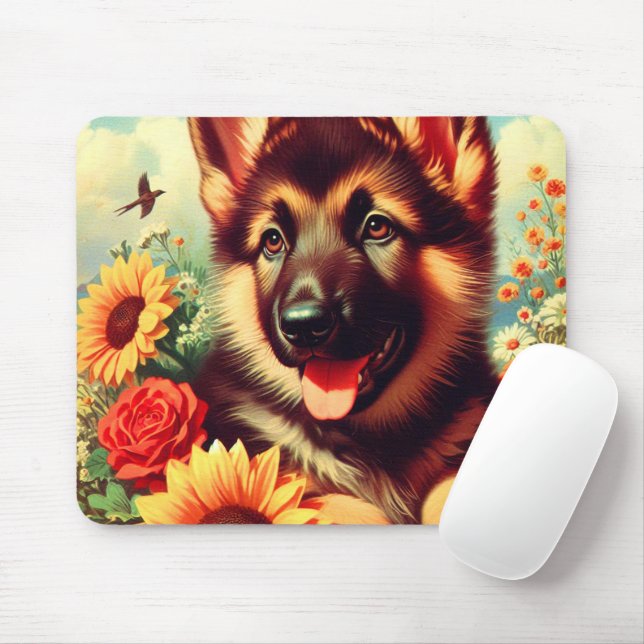 Mousepad Pintura para pinos de German shepherd cômodo (Com mouse)