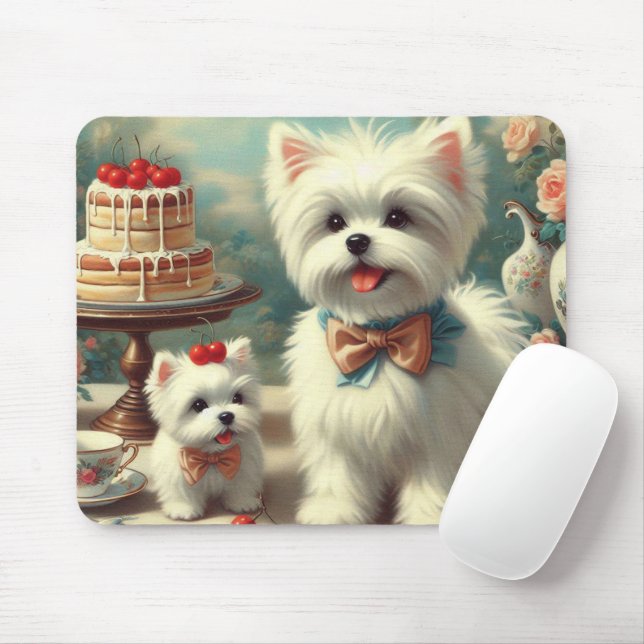 Mousepad Pintura para puppy em maltês (Com mouse)