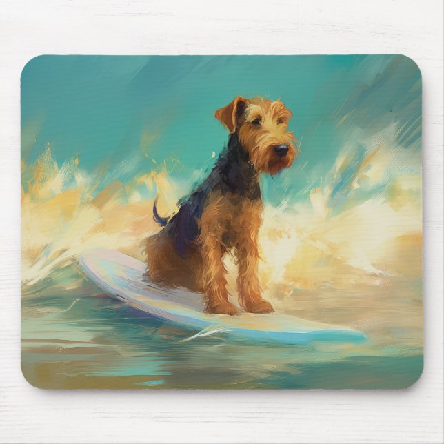 Mousepad Pintura para surfar na praia de Airedale (Frente)