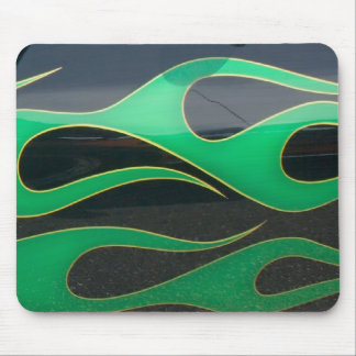 Mousepad pintura preta do hotrod com chamas verdes