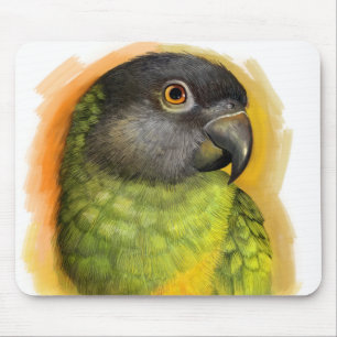Mousepad Pintura realística do papagaio de Senegal