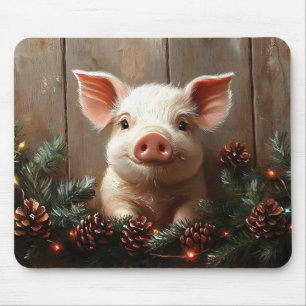 Mousepad Pintura russa de porco de Natal bonito