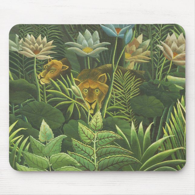Mousepad Pintura Tropical do Leão da Selva Rousseau (Frente)