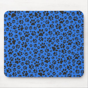 Mousepad Pinturas de cães Bolinhas preto e branco em azul-t