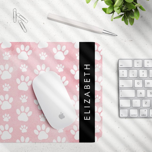 Mousepad Pinturas De Cães, Patas Brancas, Aquarelas Rosa, S (Criador carregado)