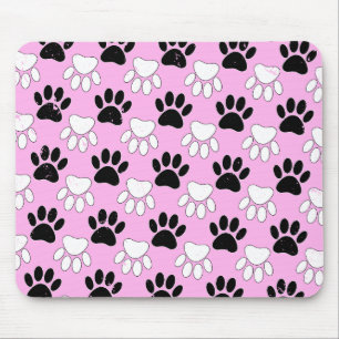 Mousepad Pinturas Pretas E Brancas Distintas Em Fundo Rosa