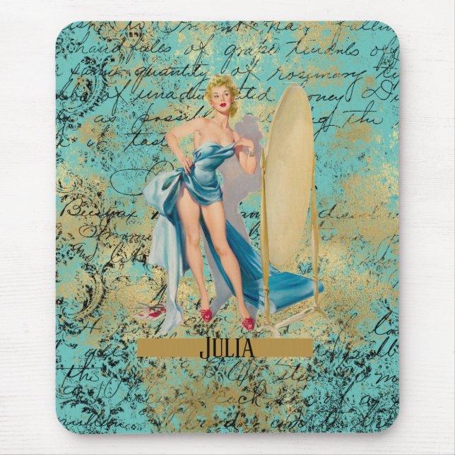 Mousepad Pinup Girl in Mirror Personalizado (Frente)