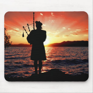 Mousepad Pipper do saco de Scotland no por do sol