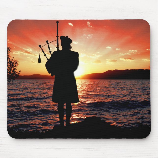 Mousepad Pipper do saco de Scotland no por do sol (Frente)