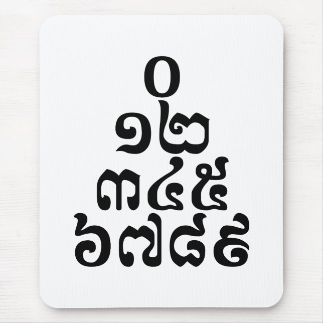 Mousepad Pirâmide de Números Cambojanos - 0 12 345 6789 Khm (Frente)