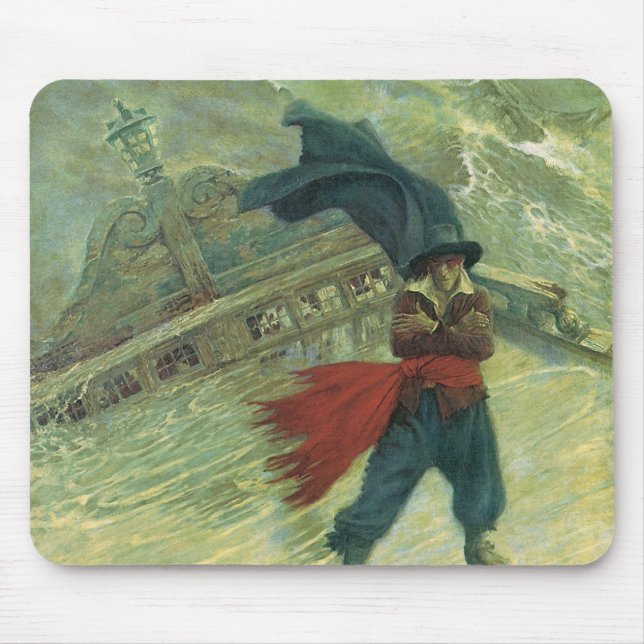 Mousepad Pirata Antigo, O Holandês Voador por Howard Pyle (Frente)