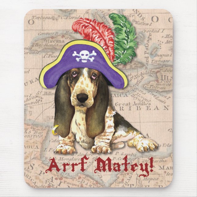Mousepad Pirata de Basset Hound (Frente)